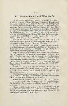 IV. Vormundschaft und Pflegschaft