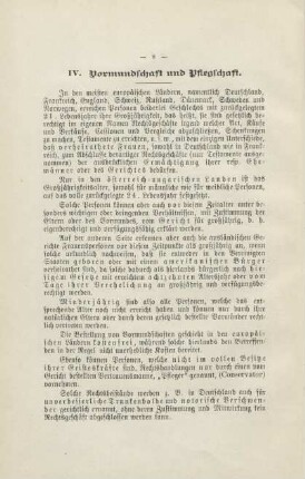 IV. Vormundschaft und Pflegschaft