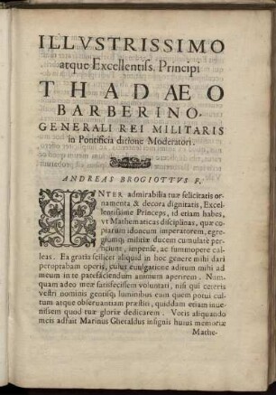 Illustrissimo atqueExcellentifs Principi.