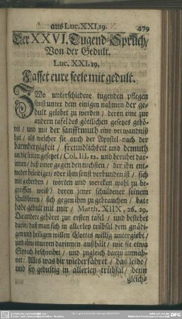 Der XXVI. Tugend-Spruch, Von der Gedult