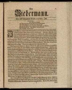 Ein und sechzigstes Blatt 1728 den 5 Jul.