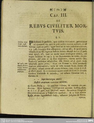 Cap. III. De Rebus Civiliter Mortuis