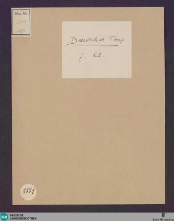 Deutsche Tänze - Don Mus.Ms. 1881 : pf; D