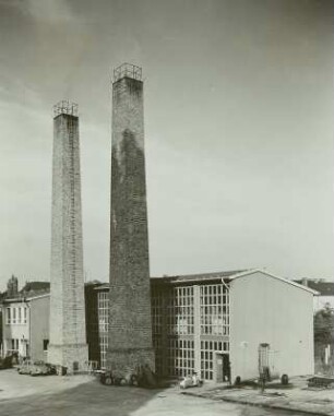Dresden-Trachau, Industriestraße, Städtisches Krankenhaus Dresden-Neustadt (ehemals Güntzheim), Außenteilansicht, Heizwerk
