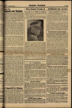 Zweite Ausgabe vom Montag, den 13. November 1939.