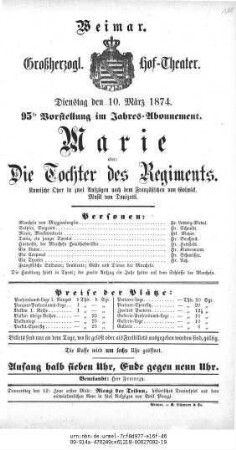 Marie oder: Die Tochter des Regiments
