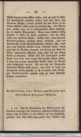 Beschreibung einer Mühle zum Bohren und Abdrechseln hölzerner Röhren