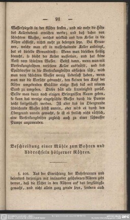 Beschreibung einer Mühle zum Bohren und Abdrechseln hölzerner Röhren