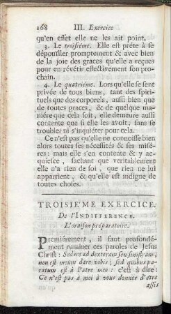 Troisiéme Exercice. De l'Indifference.