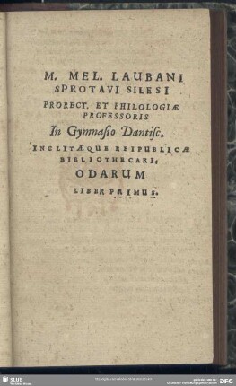 ... Odarum Liber Primus