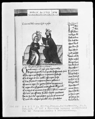 Speculum humanae salvationis — Marienkrönung, Folio 66recto