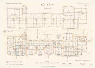 Kadettenhaus, Oranienstein: Lehrgebäude: Grundriss Keller, Dachgeschoss 1:100