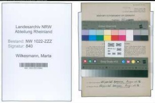 Entnazifizierung Marta Wilkesmann , geb. 25.01.1909 (Kaufmaennische Angestellte)