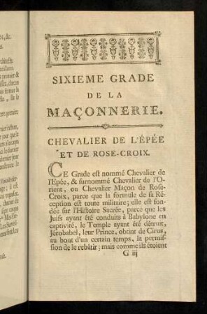 101-132, Sixieme Grade De La Maçonnerie.
