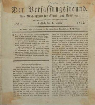 № 1. Cassel, den 4. Januar 1832.