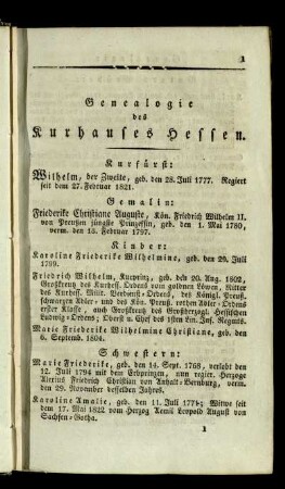 Genealogie des Kurhauses Hessen