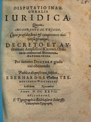 Disputatio Inauguralis Iuridica