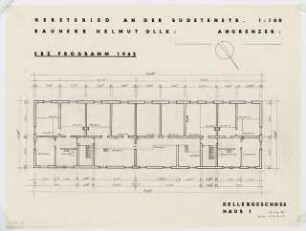 Wohnhäuser Sudetenstraße / Altvaterstraße, Geretsried: Grundriss Kellergeschoss 1:100