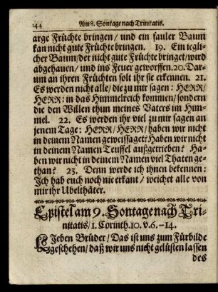 Epistel am 9. Sontage nach Trinitatis/ ...