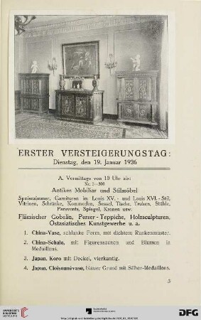 Erster Versteigerungstag (Nr. 1-719)