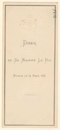 Menükarte : Diner de Sa Majesté Le Roi
