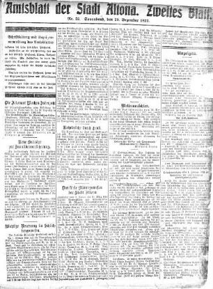 Zweites Blatt. Nummer 52 : Sonnabend, den 29. Dezember 1923.