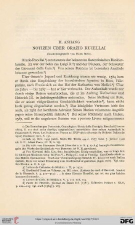 II. Anhang. Notizen über Orazio Rucellai