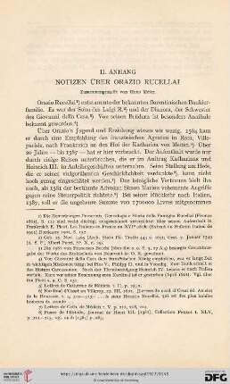 II. Anhang. Notizen über Orazio Rucellai