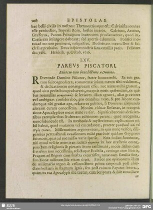 LXV. Pareus. Piscatori