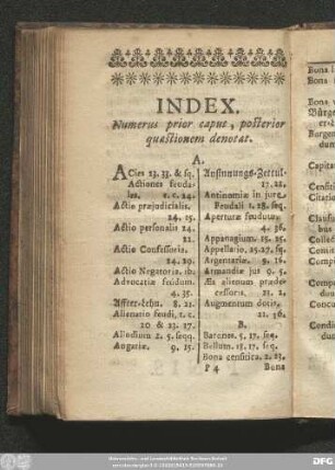 Index. Numerus prior caput, posterior quaestionem denotat.