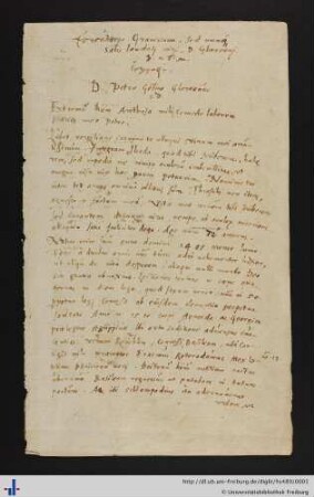 [f. 1r-1v] Epistola ad Petrum Gölinum