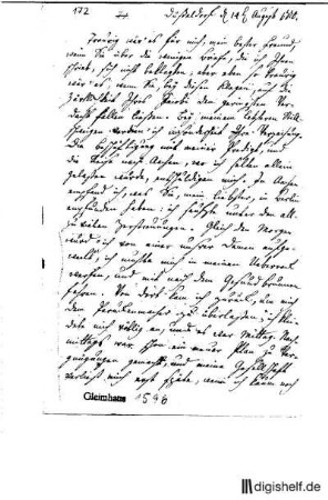 172: Brief von Johann Georg Jacobi an Johann Wilhelm Ludwig Gleim