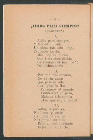 ¡Adiós para siempre! : (Habanera)
