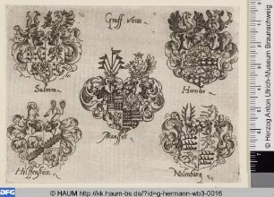 Wappen der Grafen von Salmm, Hohenlohe, Helfenstein, Mansfeld und Nellenburg