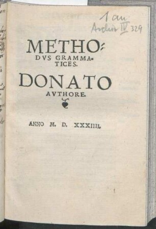 Methodvs Grammatices. Donato Avthore