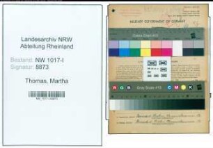 Entnazifizierung Martha Thomas , geb. 19.02.1891 ()