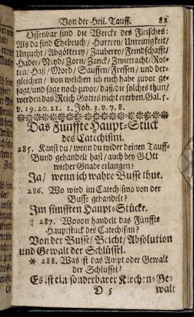 Das Fünffte Haupt-Stück des Catechismi.