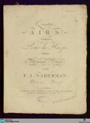 Quatre airs variés pour la harpe : Oeuvre 24