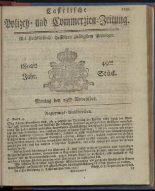 49tes Stueck, Montag den 29ten November 1802