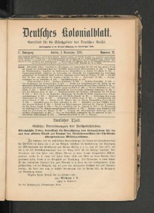 1. November 1891. Nummer 21.