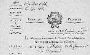 Angelegenheiten der Militärhospitäler - (Pièces concernant l'évacuation du couvent des bénédictins; hôpitaux militaires.)
