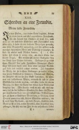 XIII. Schreiben an eine Freundin