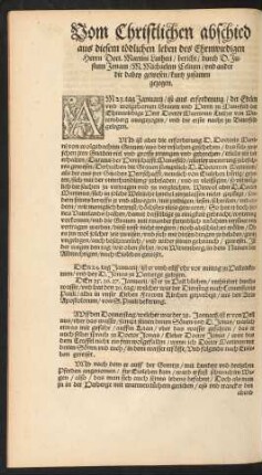 Vom Christlichen abschied aus diesem tödlichen leben des Ehrnwirdigen Herrn Doct. Martini Lutheri/ bericht/ durch D. Justum Jonam/ M. Michaelem Celium ...