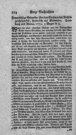 Freymüthige Gedanken über das Studium der Rechtsgelehrsamkeit, sonderlich auf Akademien.