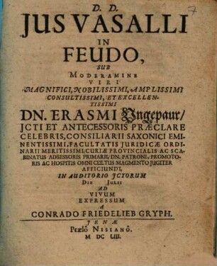 Jus Vasalli In Feudo