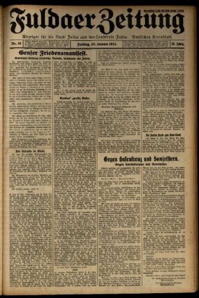 Erste Ausgabe vom Freitag, den 23. Januar 1931.