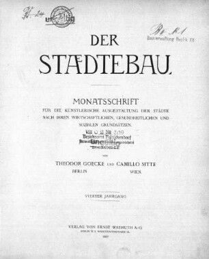4.1907: Städtebau : Zeitschrift der Deutschen Akademie für Städtebau, Reichs- und Landesplanung