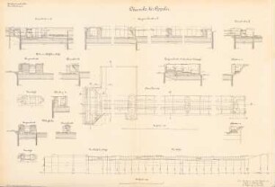 Kanalisierung der Oder Schleuse, Oppeln: Wehr, Pfeiler: Ansicht, Grundriss, Schnitte 1:200