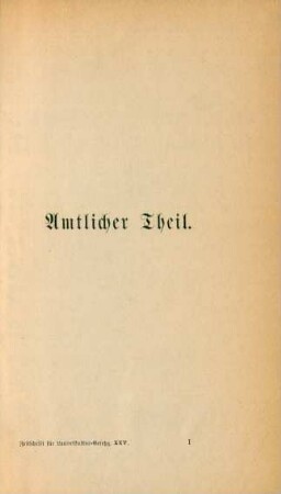 Amtlicher Theil. Nichtamtlicher Theil