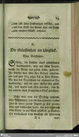 II. Die Gelassenheit im Unglück. Eine Geschichte